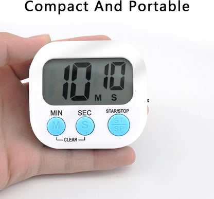 Small Digital Timer for Kitchen Cooking Baking Sports Office Meeting Multi-Function Count Up Countdown Magnetic Backing and ON/Off Switch Desk Electronic Timer (Black)