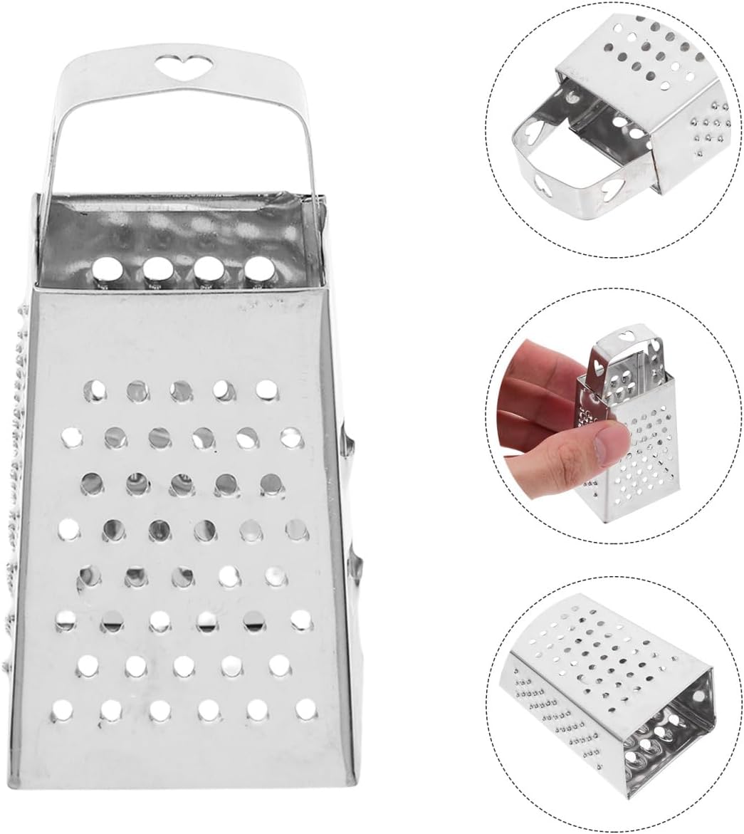 Toyvian Mini Stainless Steel Box Graters, 6pcs 4-Sided Multi-Function Vegetable Slicer and Shredder for Cheese Garlic Ginger and Carrots Compact Kitchen Tools