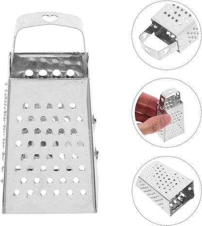 Toyvian Mini Stainless Steel Box Graters, 6pcs 4-Sided Multi-Function Vegetable Slicer and Shredder for Cheese Garlic Ginger and Carrots Compact Kitchen Tools