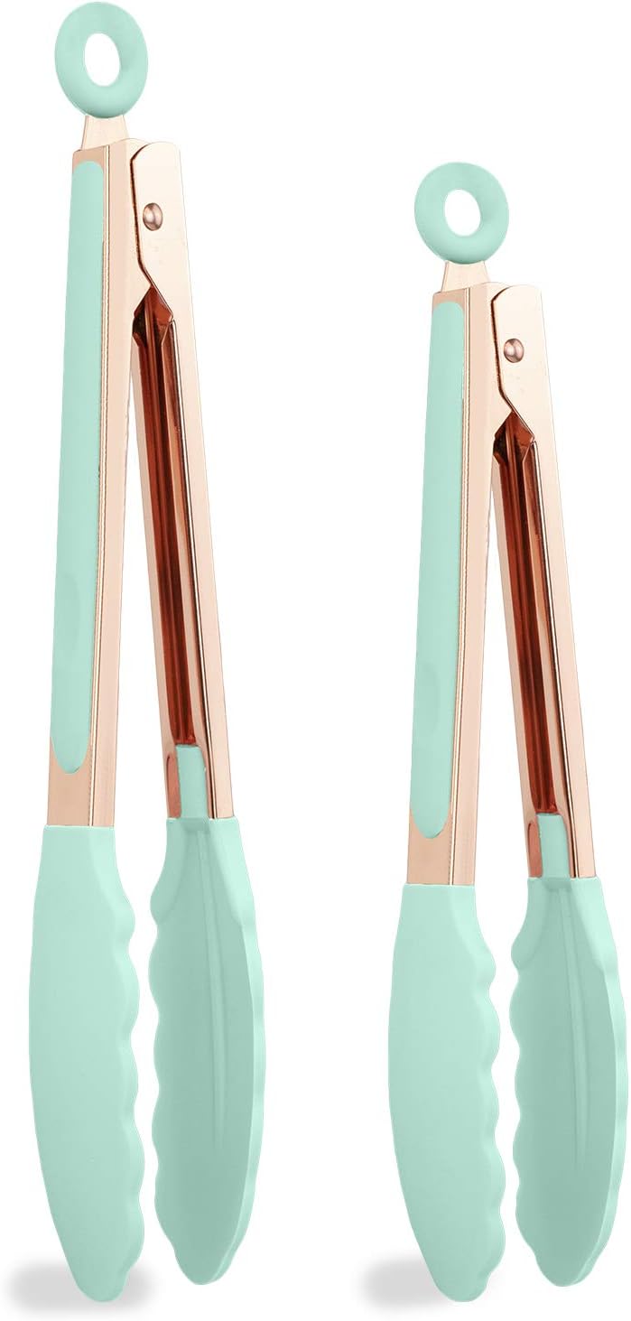 COOK WITH COLOR Stainless Steel Silicone Tipped Kitchen & BBQ Tongs Set, 3 Pc Utensils, Grey