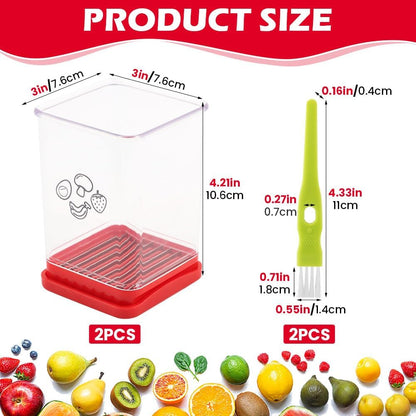 2Pcs Stainless Steel Cup Fruit Slicer – Egg, Strawberry & Banana Cutter with Detachable Push Plate Brushes | Vegetable Salad Prep Tool for Kitchen, Fast Effortless Slicing