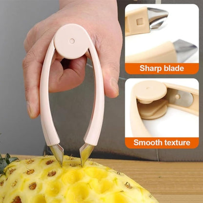 Pineapple Corer & Strawberry Huller Set – Stainless Steel Pineapple De-Corer Tool with Stem Remover, 2-in-1 Fruit Coring Kitchen Gadget for Quick & Easy Prep, 4.72"x1.88"x0.86" (Mix 3)