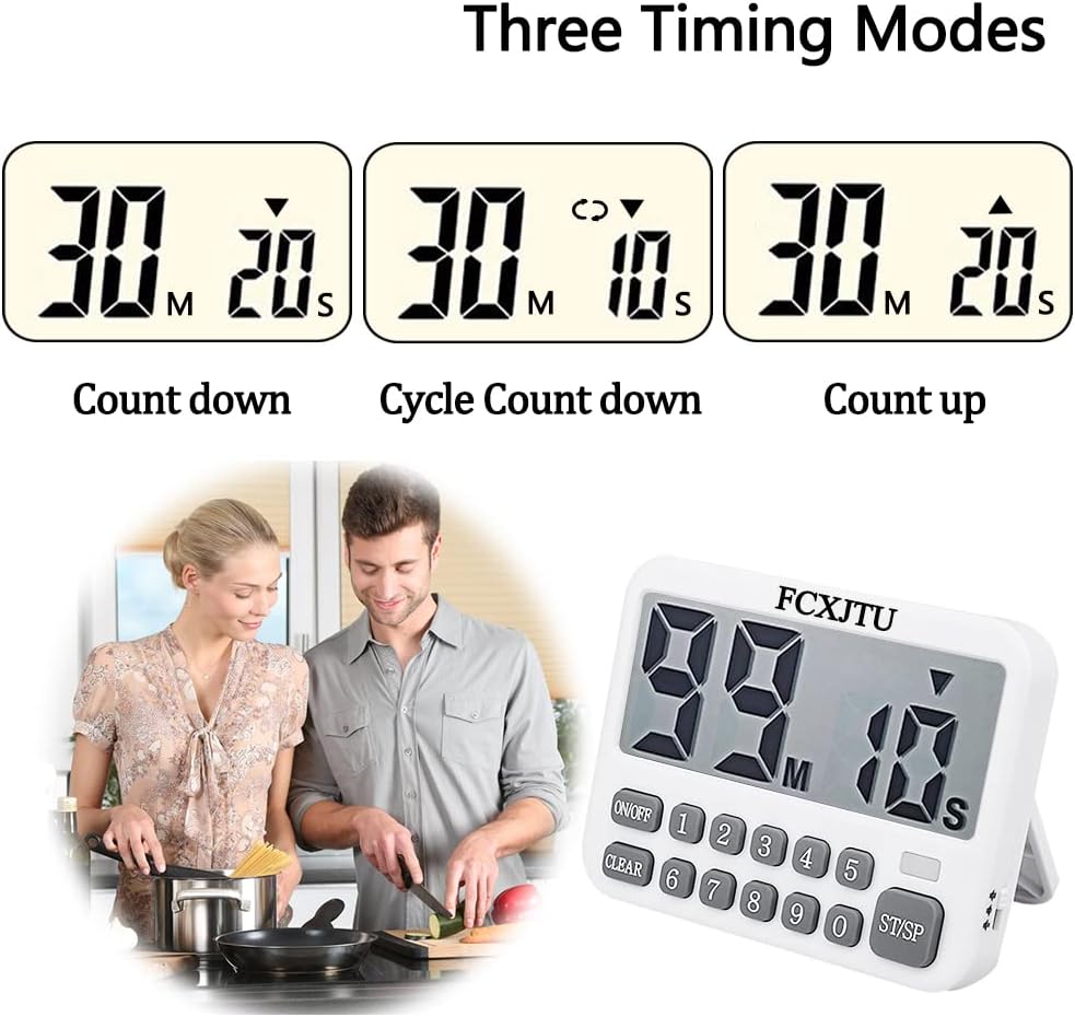 Digital Dual Triple Kitchen Timer, 3 Channels Magnetic Countdown Stopwatch Timer for Cooking, Loud Alarm Large Display Multi Food Memory Timer for Seniors & Teachers Battery Included (Blue)