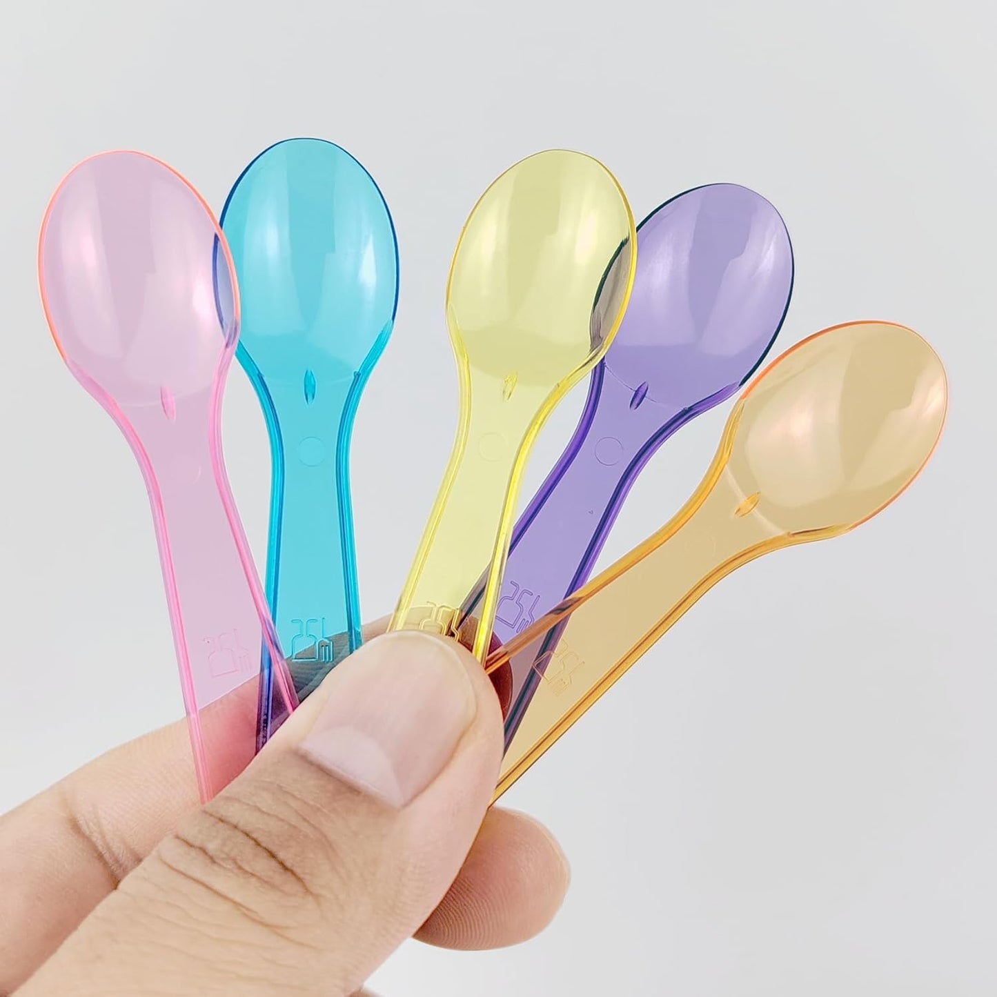 30 Pcs Mini Spoons, Multicolor Disposables Plastic Tasting Spoons for Ice Cream Cake Dessert Party Activity (Multicolor)