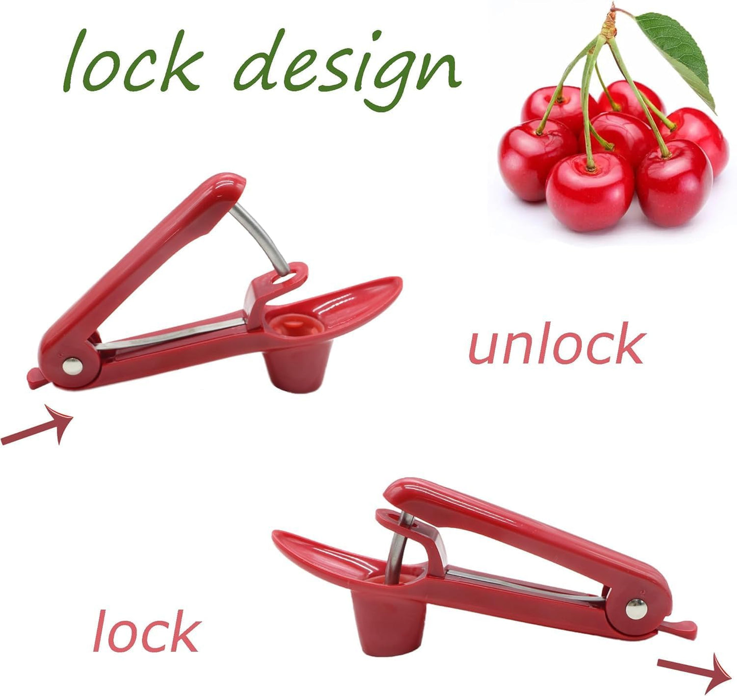 Fast Cherry Pitter Tool,Space-Saving Cherry Pitter Remover,Olive Pitter Tool,Multi-Function Fruit Pit Remover, Quick Release Cherry Corer Tool (Red)