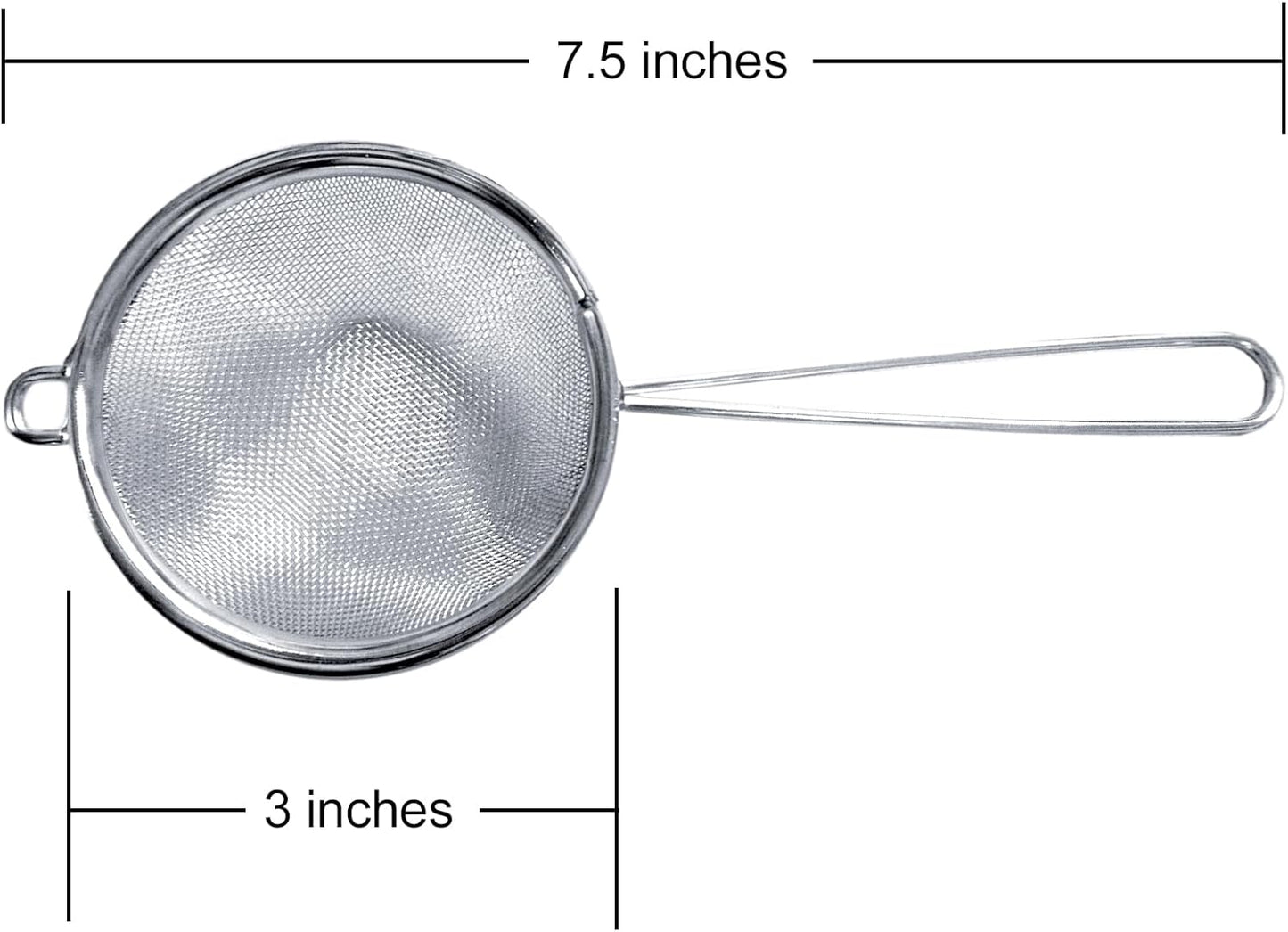 Cuisinox Fine Mesh Strainer, Stainless Steel with Handle, 3" x 8"