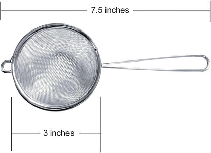 Cuisinox Fine Mesh Strainer, Stainless Steel with Handle, 3" x 8"