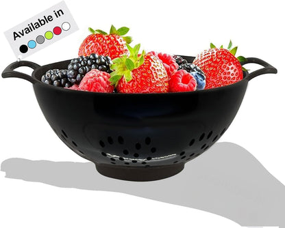 Meadow Lane 6-inch Small Colander, BPA-Free, Dishwasher Safe, Double Handles, Compact Food Strainer for Berries, Veggies and Pasta, 3-Cup Capacity, Smooth White