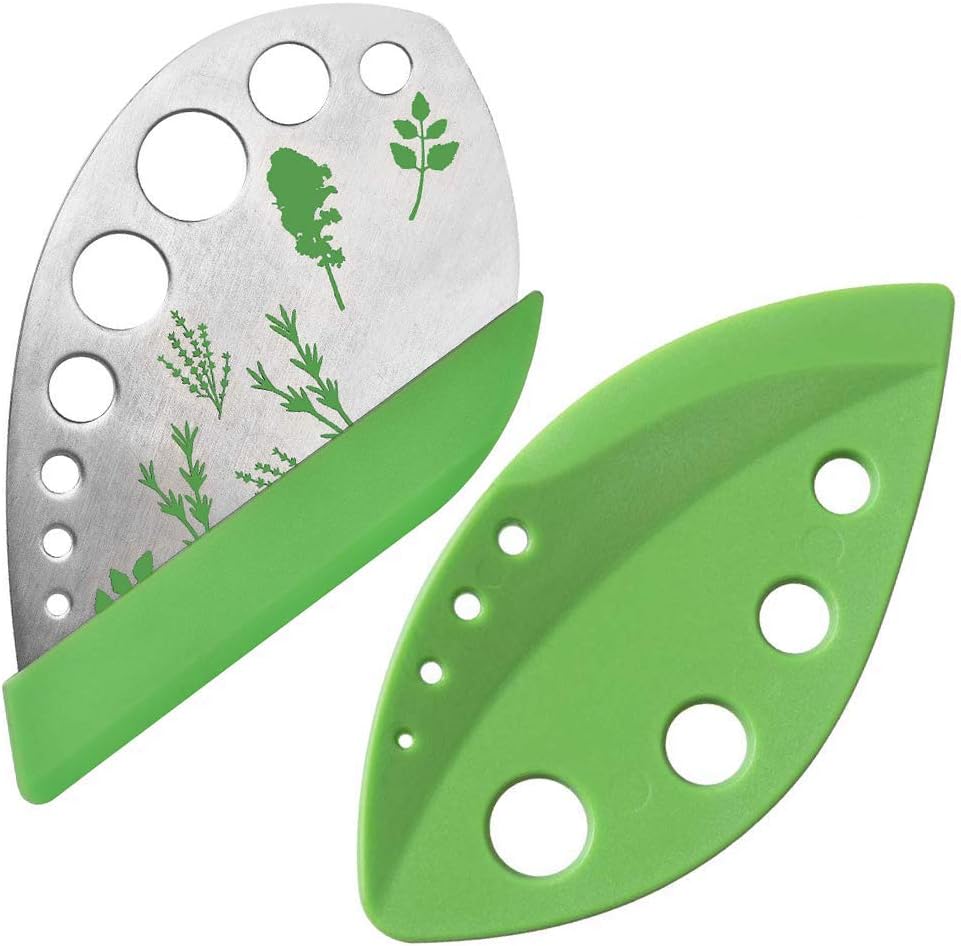 2 Pack Herb Stripper Tool 9 Holes Stainless Steel kale Leaf Stripping Zip Tools, Curved Edge Can be Used as a Kitchen Gadgets