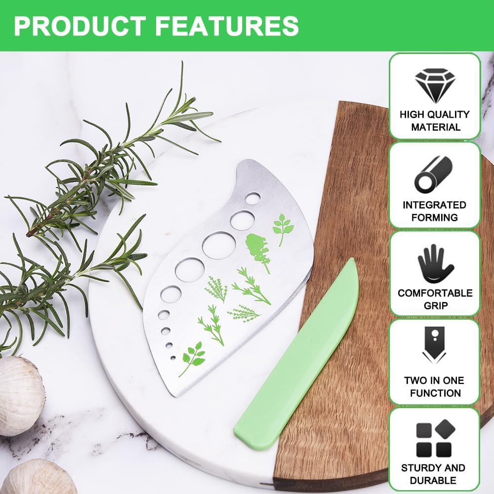 Herb Stripper Tool Leaf Stripper 9 Holes Herb Zip Tool Herb Chopper 2 in 1 Kitchen Gadgets for Kale Thyme Rosemary Basil