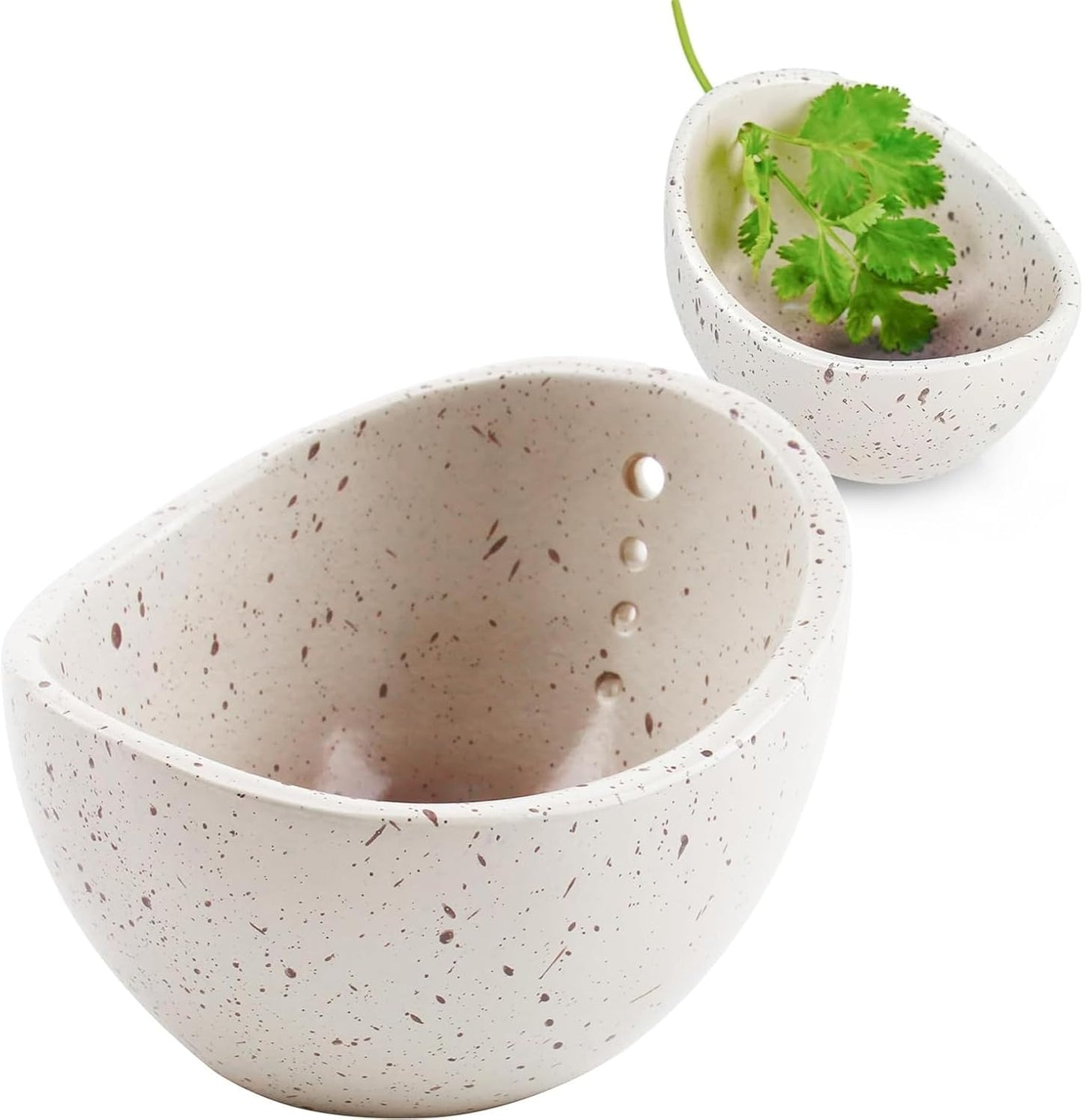 Hamblin Pottery Herb Stripper Bowl, Handmade Resin Herb Stripper Tool with Multiple Hole Sizes, Efficient Leaf Removal for Rosemary Cilantro Parsley (Blue)