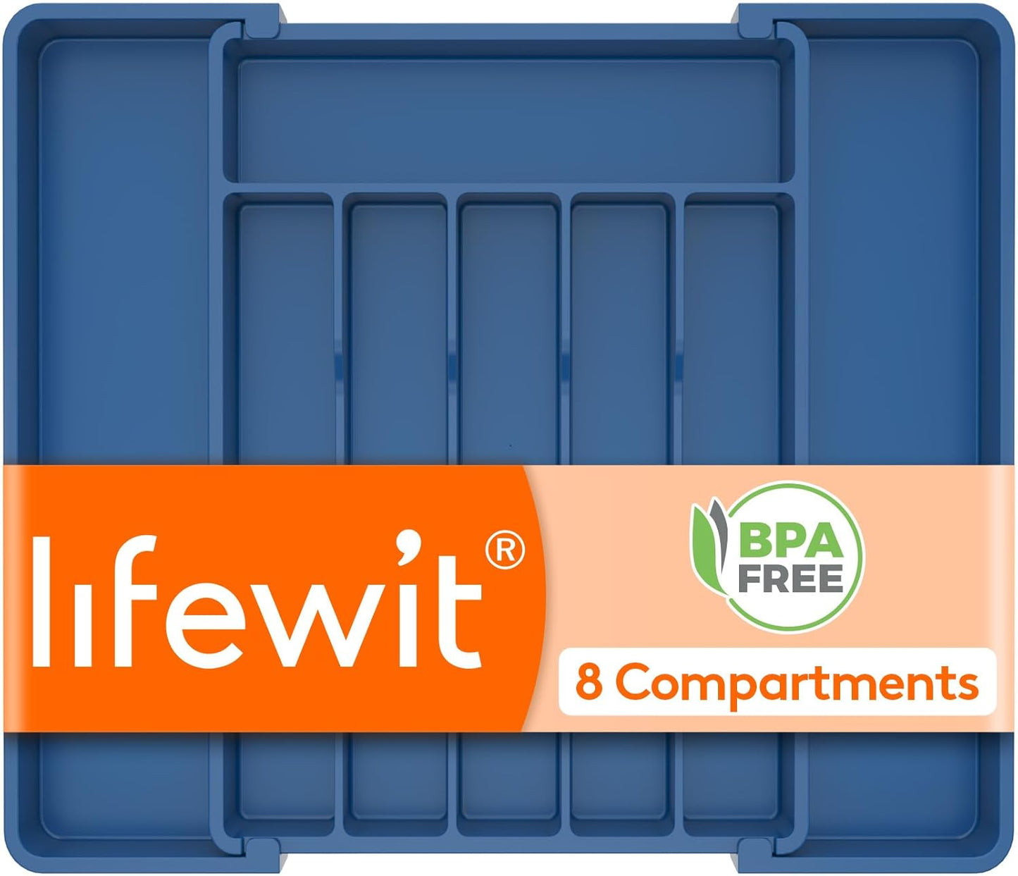 Lifewit Silverware Drawer Organizer, Expandable Utensil Tray for Kitchen, BPA Free Flatware and Cutlery Holder, Adjustable Plastic Storage for Spoons Forks Knives, 11-18 x 14", Black