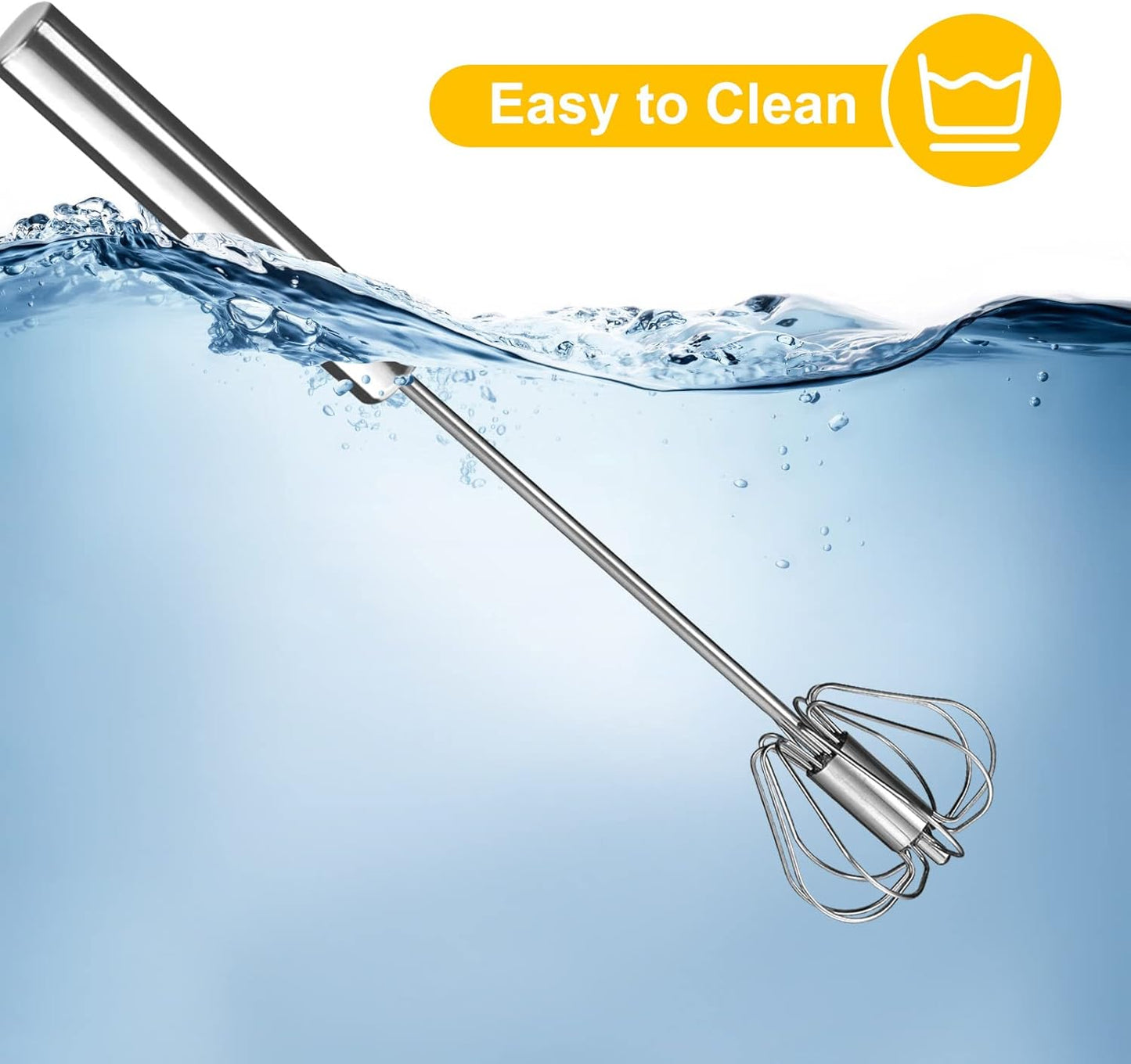 Egg Whisk, Upgraded Stainless Steel Semi Automatic Whisk,Hand Wisk Egg Beater Easy to Use for Making Cream, Blending, Whisking, Beating & Stirring (12 Inch)