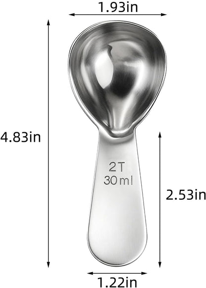 18/8 Stainless Steel Coffee Measuring Spoon 2 Tablespoon Coffee Scoop Short Handle Measuring Spoon for Ground Coffee Tea Sugar Flour Exact Measuring Spoons (30ml)