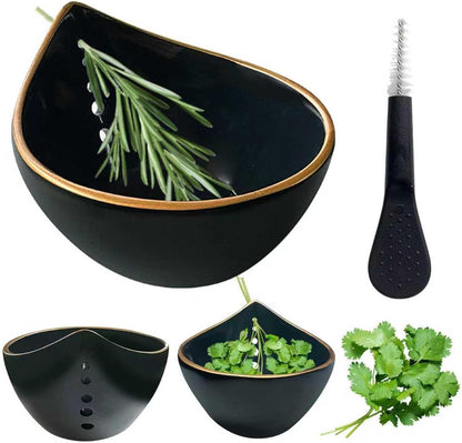TASOMUTY Herb Stripper Bowl,2026 New Herb Stripper Bowl Ceramic,Kitchen Tools for Stripping Herbs,Comes with a Small Brush. (White)