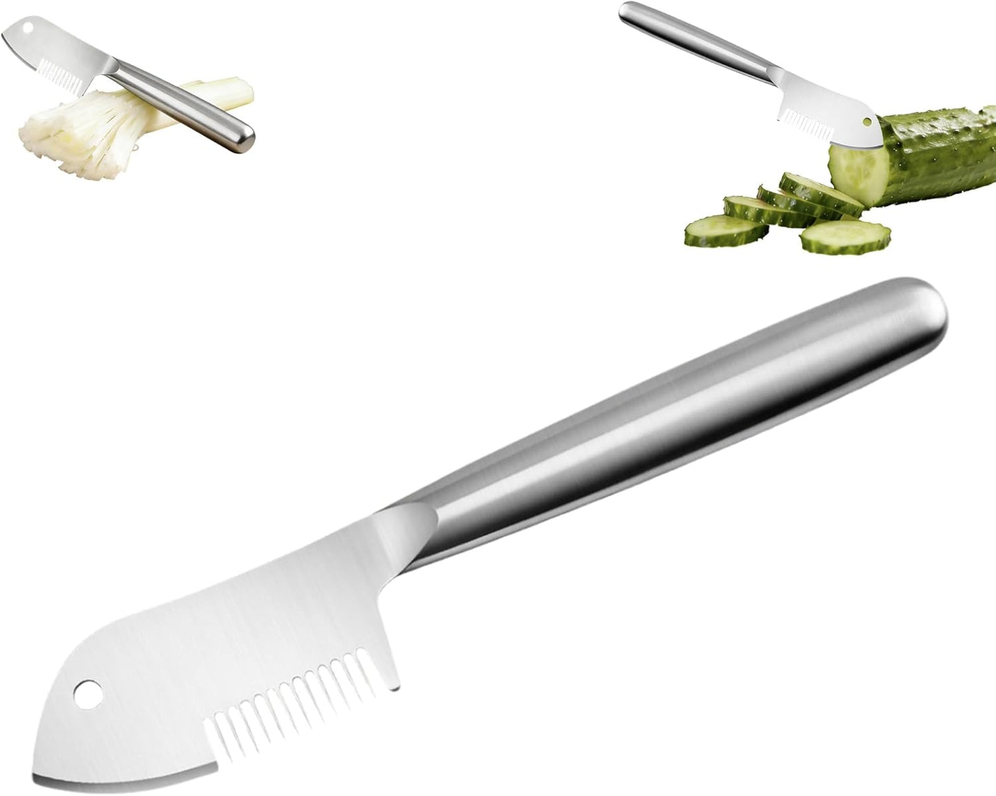 Stainless Steel Multi-Purpose Julienne Peeler, 2-in-1 Vegetable Julienne Slicer Blade, Quick & Easy Kitchen Multifunctional Shredder Cutter Tool for Fruit, Potatoes, Carrot, Green Onion (Small)