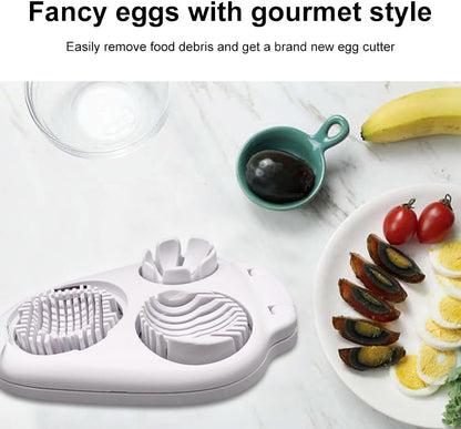 3 in 1 Boiled Egg Slicer, Manual Egg Slicer for Hard Boiled Eggs, 3 Slice Modes Chopper Cutter Stainless Steel Dicer, Kitchen Gadget for Butter Strawberry Tomato, Labor Saving