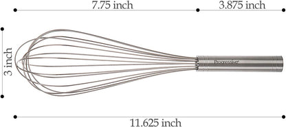 PrepWorks 10 Inch Fat Whisk - Stainless Steel Whisk for Mixing, Beating, and Stirring Sauces, Batter, and More