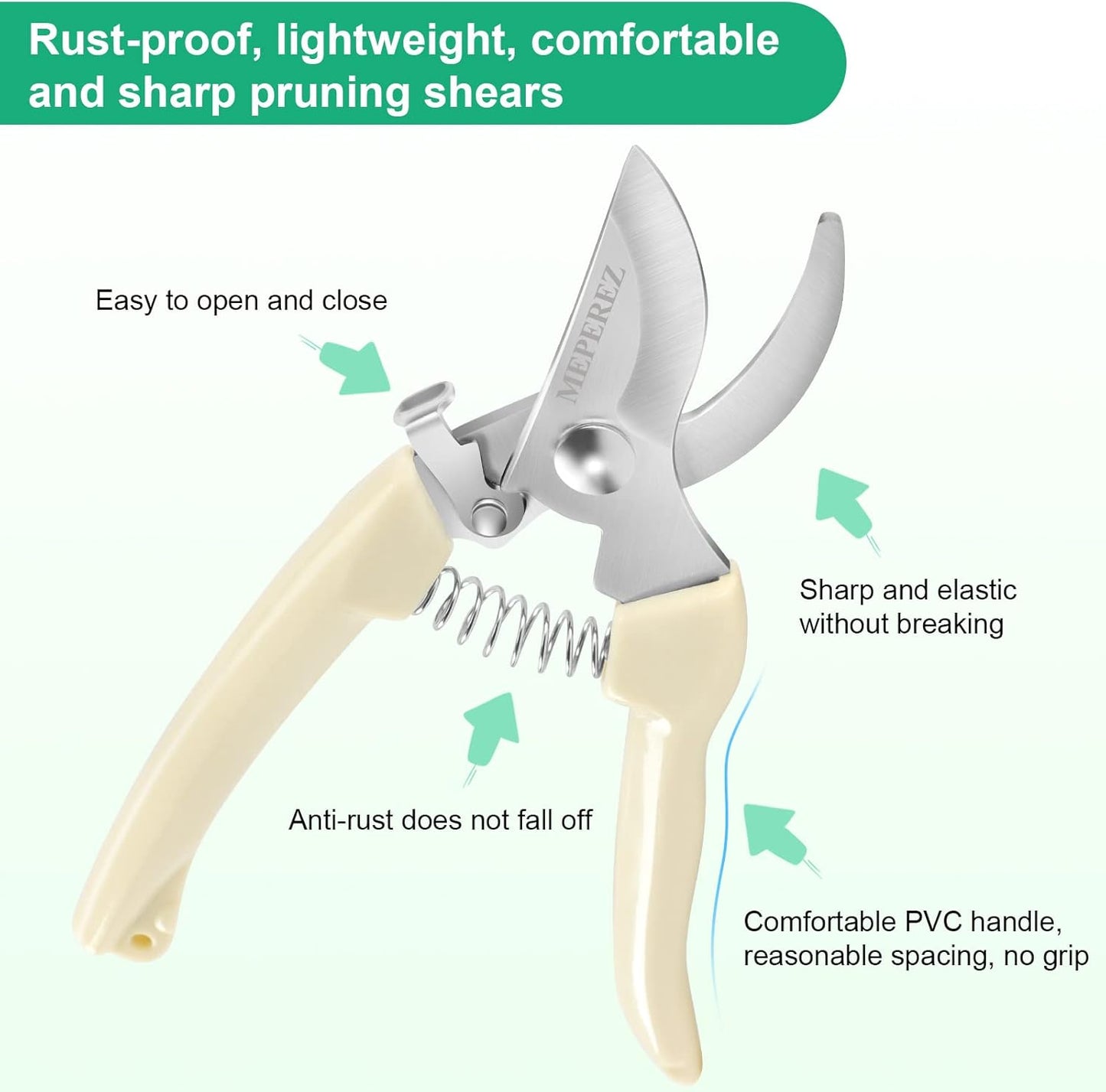Premium Germany Pruning Shears, Work 3 Times Easier, Pruners Heady Duty, Sharp Garden Clippers Cut Fresh Flower, Hedge, Herb, Indoor Plants, Gardening Tools Scissors, Arthritis Weak Hand Snips