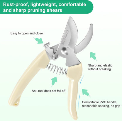 Premium Germany Pruning Shears, Work 3 Times Easier, Pruners Heady Duty, Sharp Garden Clippers Cut Fresh Flower, Hedge, Herb, Indoor Plants, Gardening Tools Scissors, Arthritis Weak Hand Snips