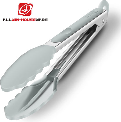2 Pack Black Kitchen Tongs, Premium Silicone BPA Free Non-Stick Stainless Steel BBQ Cooking Grilling Locking Food Tongs, 9-Inch & 12-Inch