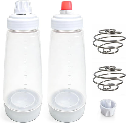 2-Pack Batter Dispenser with Whisk Ball, 1000ml Leak-Proof Squeeze Bottle with Stand for Pancakes, Waffles, Cupcakes & Crepes(PD-01)