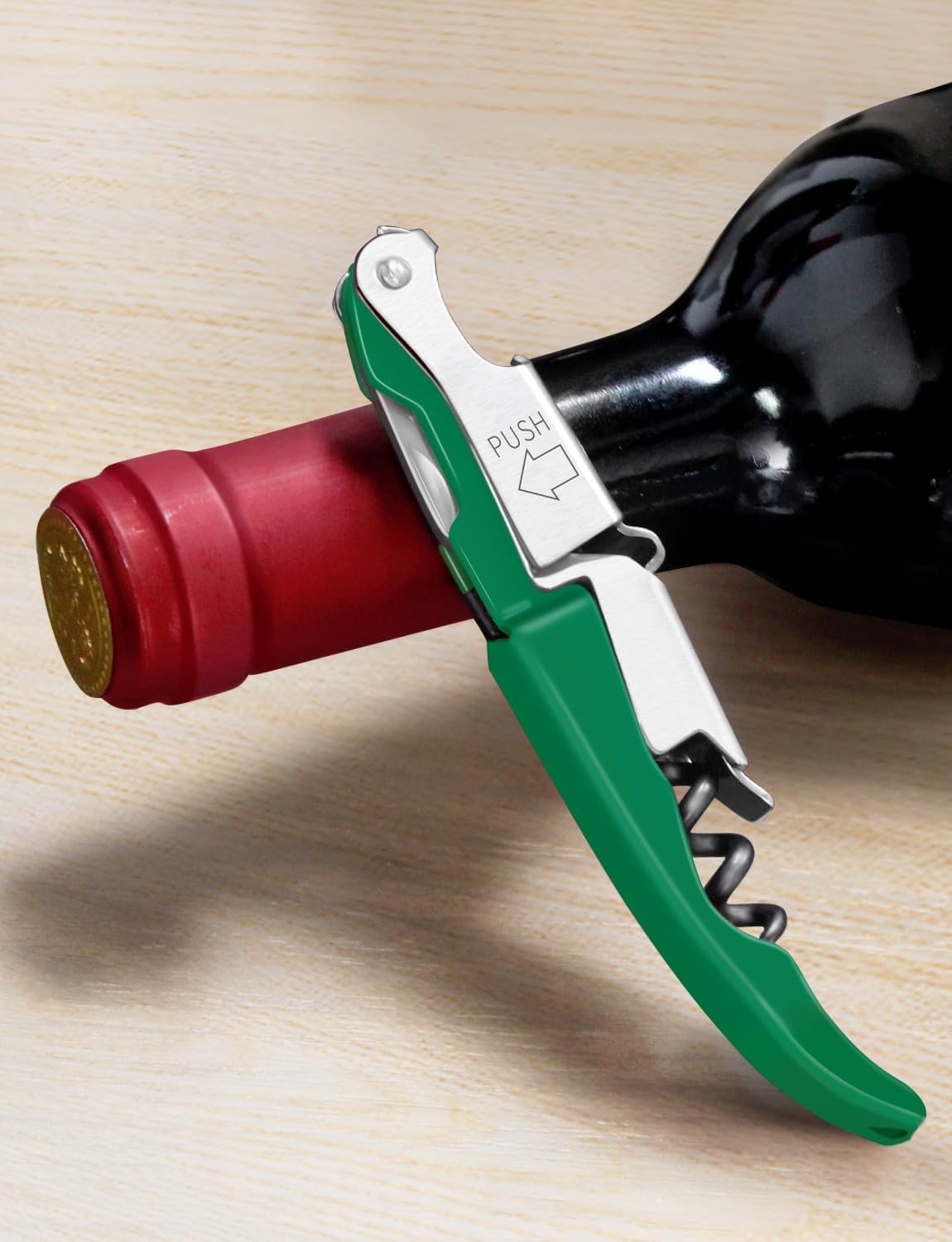 CORKAS Wine Key - Professional Handcrafted Heavy Duty Waiter Corkscrew, Compact Wine Opener with Double Hinged, Foil Cutter and Bottle Opener, Gifts for Servers, Sommelier, Bartenders - Red
