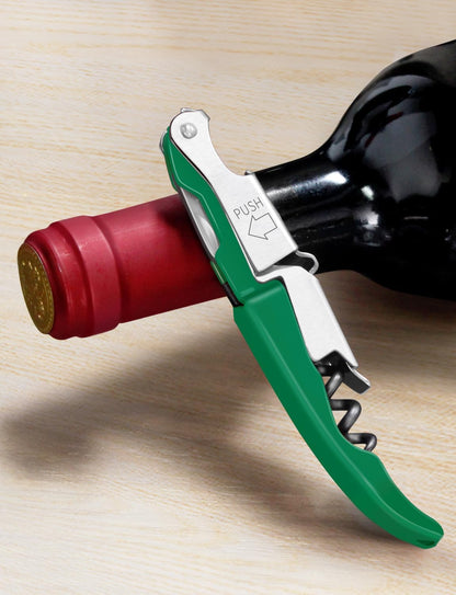 CORKAS Wine Key - Professional Handcrafted Heavy Duty Waiter Corkscrew, Compact Wine Opener with Double Hinged, Foil Cutter and Bottle Opener, Gifts for Servers, Sommelier, Bartenders - Red