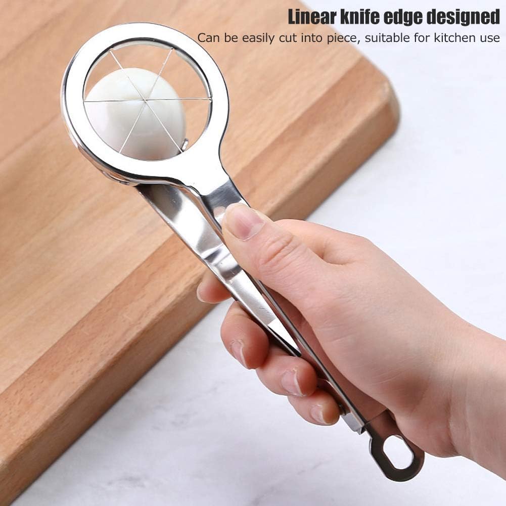Egg Cutter, Stainless Steel Egg Slicers for Hard Boiled Eggs Egg Splitter Cutting Tongs Kitchen Tool Multi Purpose Egg Cutting Tool for Strawberry Banana Kiwi Soft Cheese (8.3 Inch)