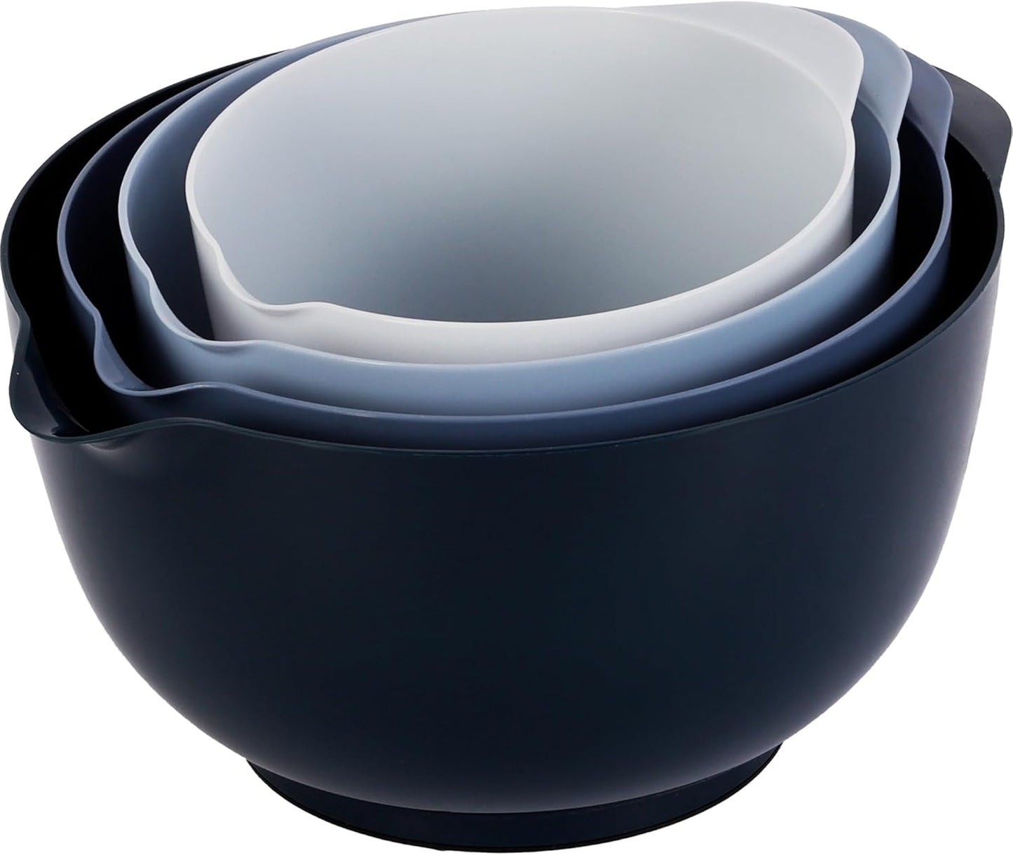 BoxedHome Green Ombre Nesting Plastic Mixing Bowl Set With Pour Spout, Microwave and Dishwasher Safe, BPA free Non-Slip Base, Set of 4 Size 1.7, 2.5, 3.5 and 4.5qt, Great for Prepping, Baking, Cooking