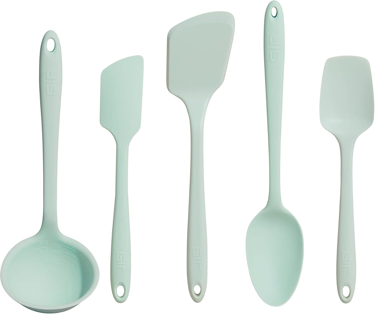 GIR: Get It Right 5-Piece Silicone Ultimate Kitchen Utensils Set - Ladle, Spatula, Flip, Spoon & Spoonula - Non-Toxic Cooking Utensils for Nonstick Cookware, Cooking and Baking - Black