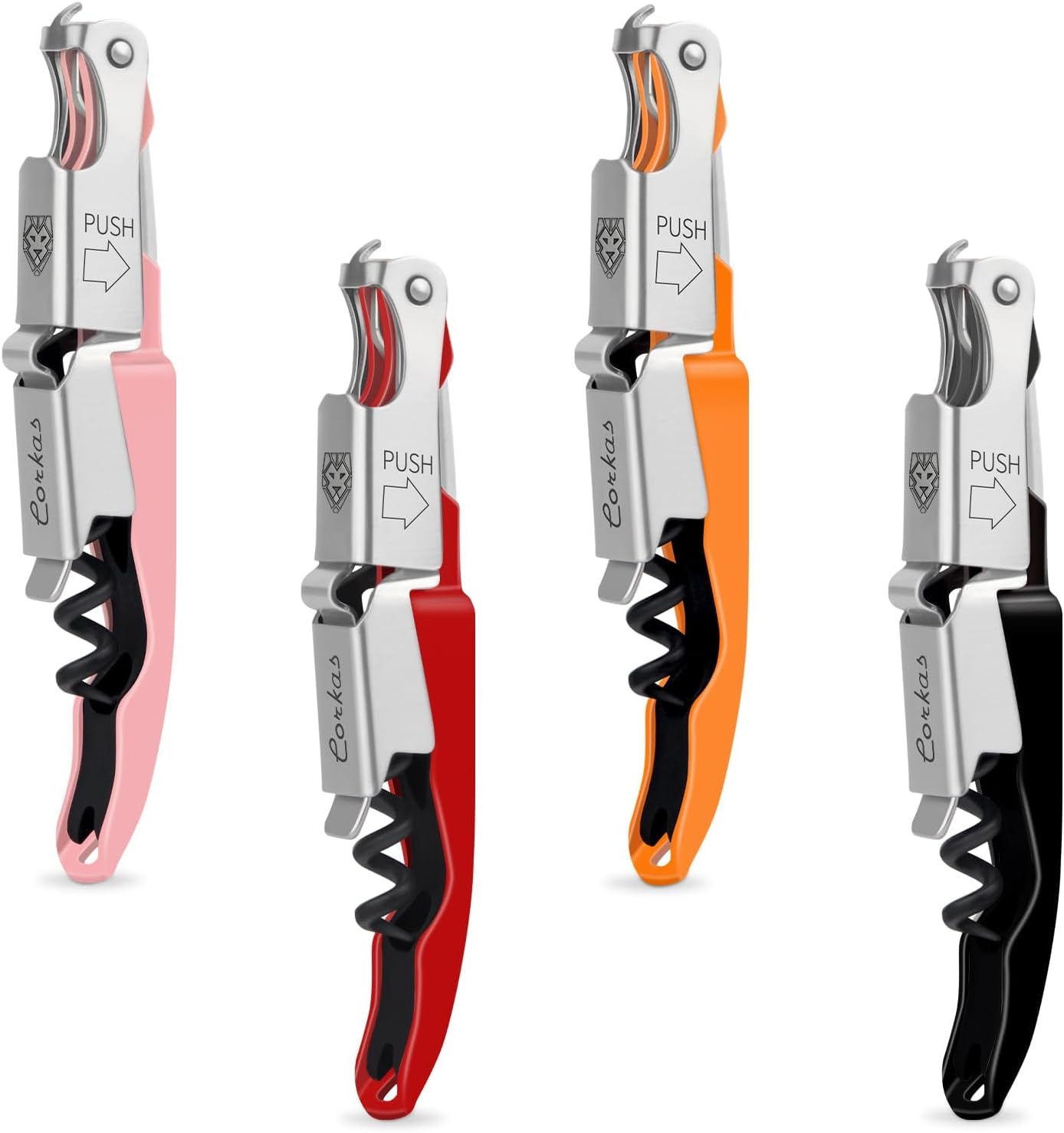 CORKAS Wine Key - Professional Handcrafted Heavy Duty Waiter Corkscrew, Compact Wine Opener with Double Hinged, Foil Cutter and Bottle Opener, Gifts for Servers, Sommelier, Bartenders - Red
