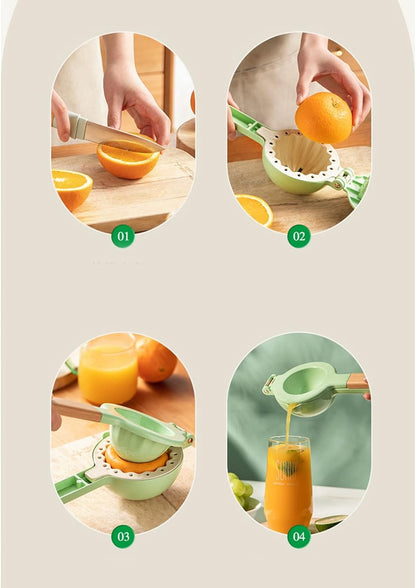 Citrus Squeezer, Metal Manual Juicer Lemon Squeezer with Wooden Handle, Hand Citrus Juicer Kitchen Tool(White)