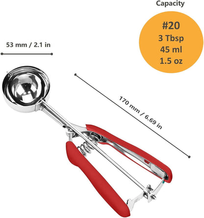 Cookie Scoop, Ice Cream Scoop, 1Tbsp/15 ml/0.5oz Cookie Scoops for Baking, 18/8 Stainless Steel Cookie Scooper for Baking, Ice Cream Scooper with Trigger Release, Cookie Dough Scoop with Non-slip Grip
