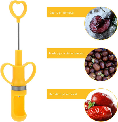 NUOBESTY Portable Cherry Core Remover Tool Lightweight Fruit Pitter for Effortless Seed Removal Household Red Date Corer Quick-release Kitchen Gadget in Lemon Yellow