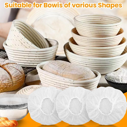 100PCS Bowls Covers and 1pc Dough Scraper for Bread Proofing Fruit Vegetable Meat Bowl(Transparent)