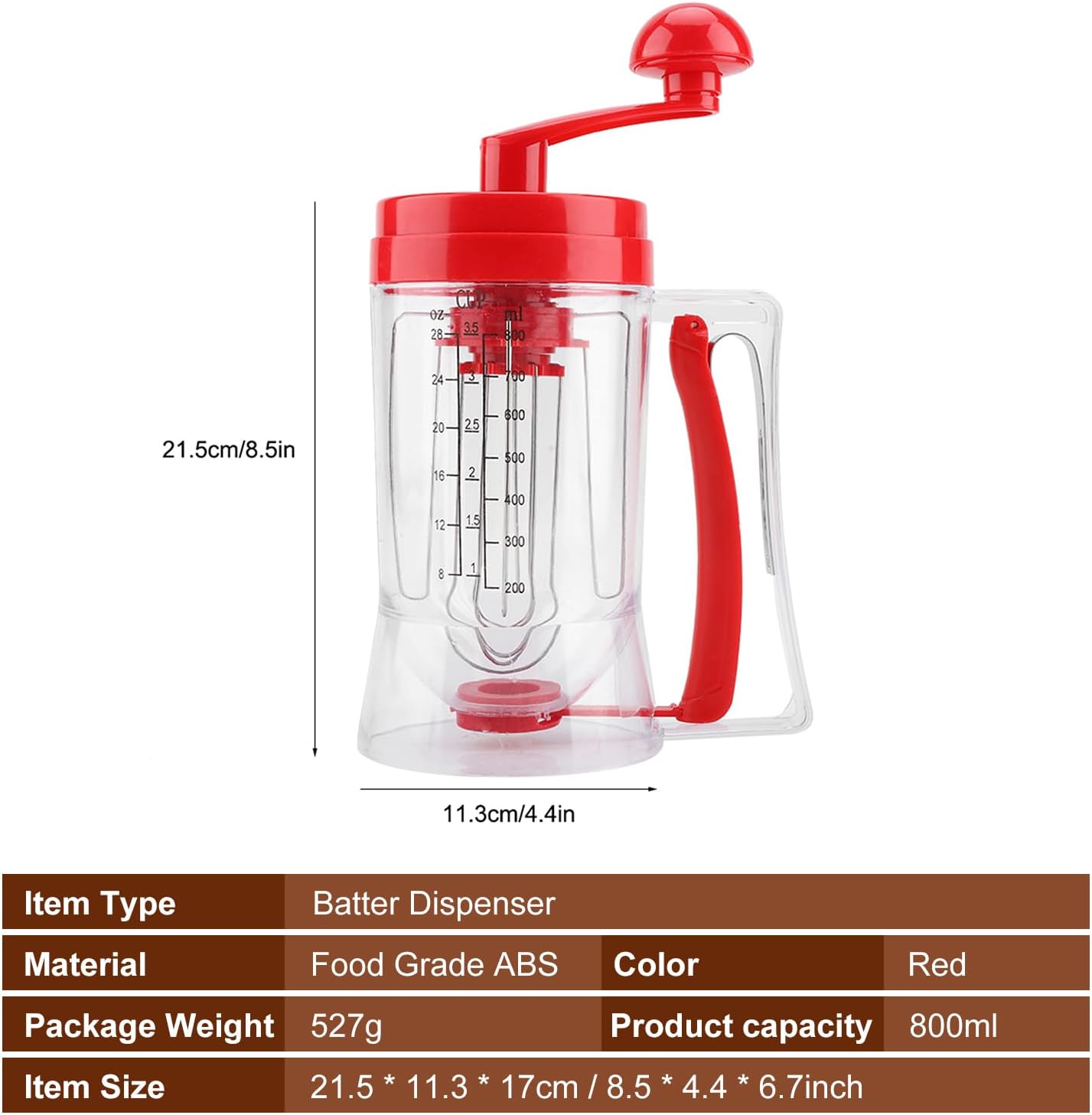 Pancake Batter Dispenser Hand Held Manual Pancake Dispenser for Batter, Cupcake Blender Machine Baking Tool for Cakes Waffles Batters