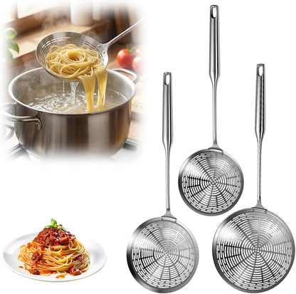 Stainless Steel Spider Strainer Scoop for Deep Wok fat Straining Spoon,Spider Strainer Set with Handle for Kitchen Frying Food, Pasta, Spaghetti, Noodle (6.89 Inch)