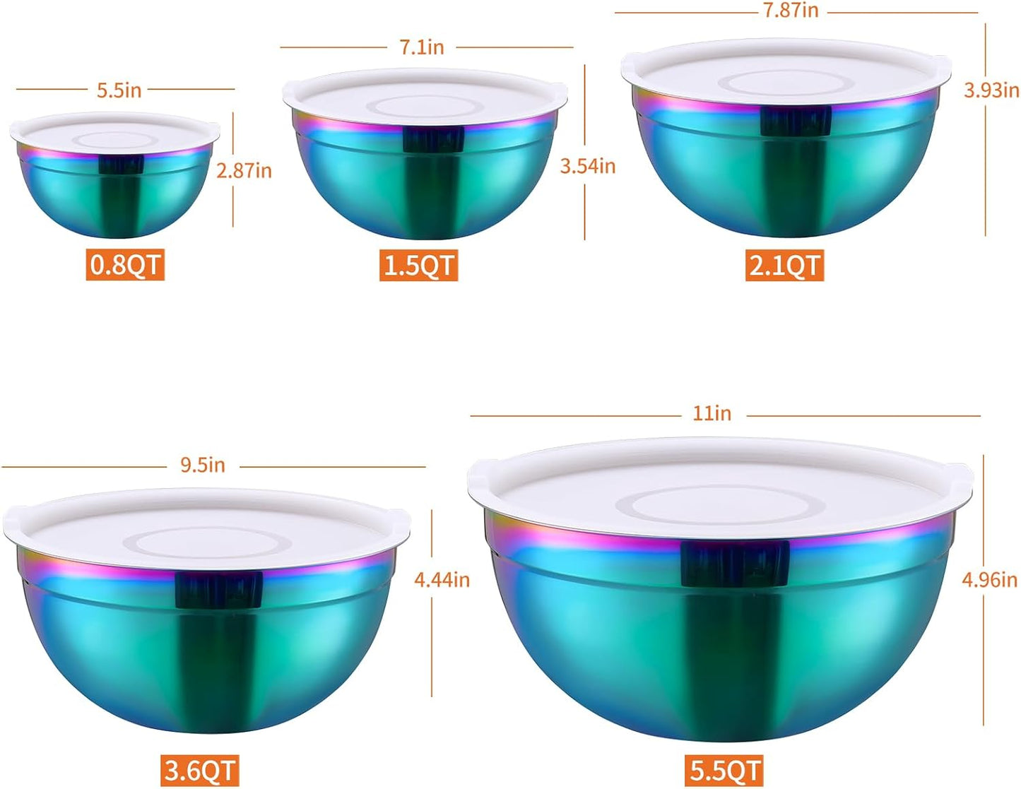 Gold Mixing Bowls With Airtight Lids,Stainless Steel Bowl,Salad Bowls 7 Piece Colorful Nesting Bowl Gold Kitchen Accessories,Size 7,3.6,2.7,2.1,1.5,1.1,0.8QT Stackable Design