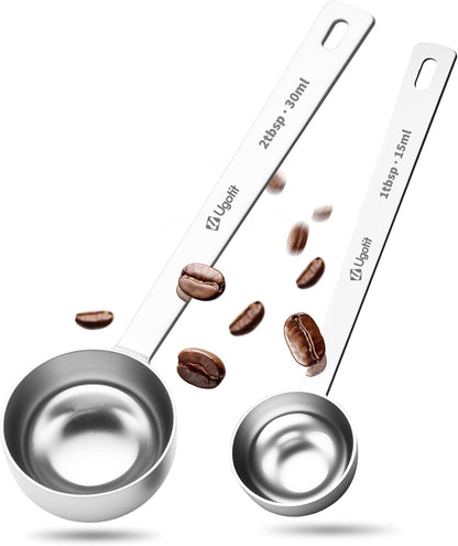 Ugotit Coffee Scoop for Ground Coffee, Long Handle Measuring Spoon for Protein Powder, Baking, 2 Tablespoon 18/8 Stainless Steel Coffee Scoop,Hanging Hole