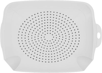 Rigid Sink Colander Tray 10.5” x 13” – Flat Kitchen Strainer & Rinse Tray for Fruits, Vegetables & Herbs – BPA-Free, Non-Slip, Dishwasher Safe, Odor-Free – White