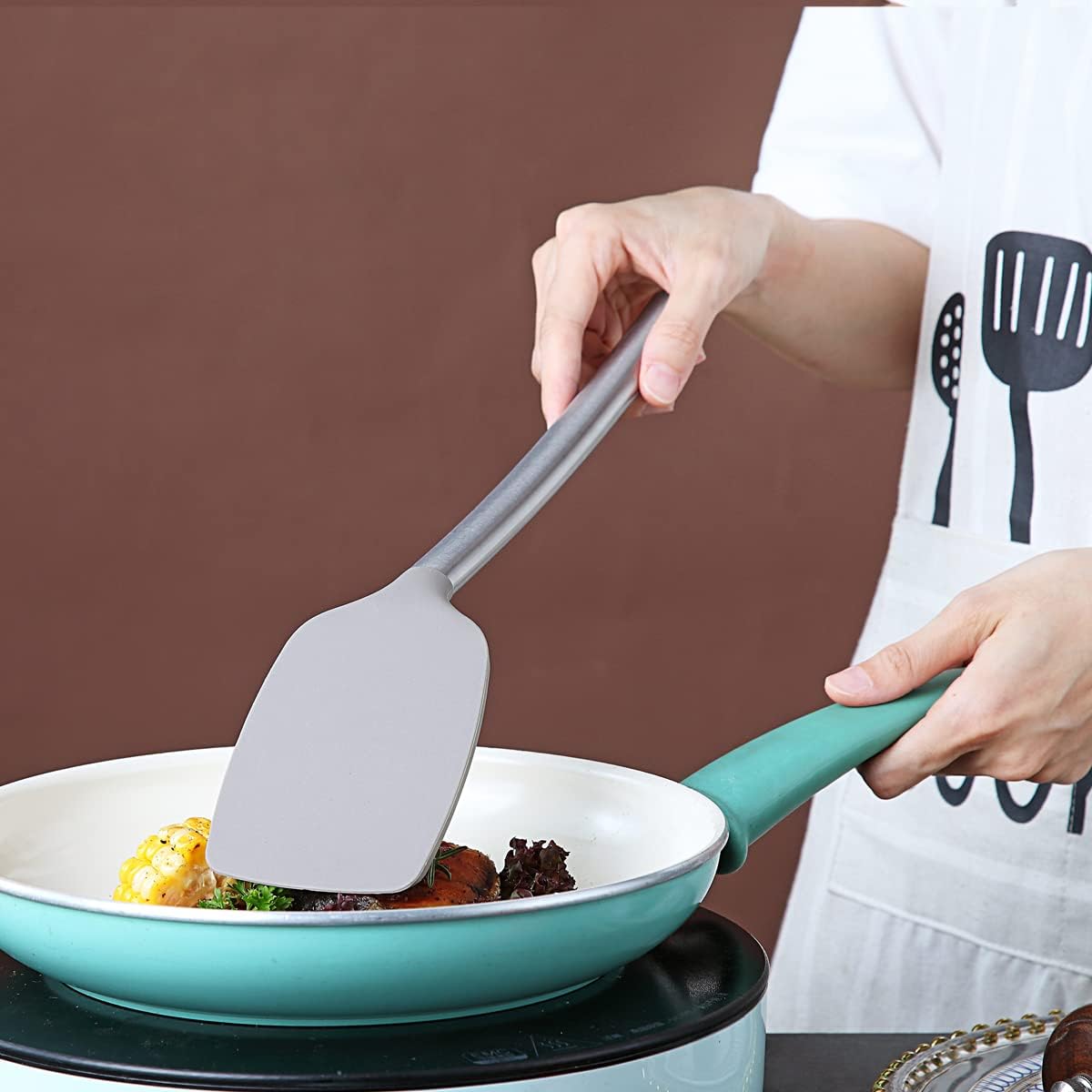 Berglander Skimmer, Non-stick Silicone Strainer, Kitchen Cooking Skimmers For Non-Stick Cookware, Dishwasher Safe, Easy to Clean