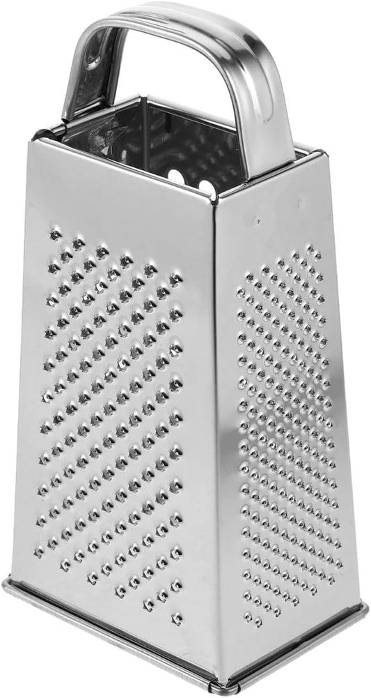 CALLARON Cheese Grater - Stainless Steel Vegetable Grater, 4 Side Ktichen Box Graters with Handle, Multifunction Cutter Slicer for Cheese, Potato, Fruit, Vegetable 3.5 x 7.9 inch