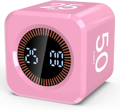 Digital Pomodoro Timer Cube 5/10/25/50min, Visual Productivity Flip Timer for Kids Classroom Desk, Custom Countdown, Silent and Sound Mode for ADHD Study Work Game Kitchen (Orange)