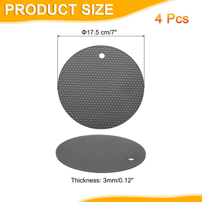uxcell 4pcs Silicone Jar Opener Pads, 17.5cm/7" Texture Can Opener Multipurpose Round Bottle Lid Opener Non-Slip Coasters for Weak Hands Seniors Children, Black