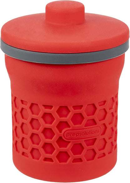 Prep Solutions Heat-Resistant Silicone Grease Strainer & Keeper - 2 Cup Capacity, Red