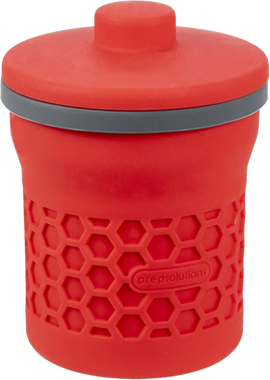 Prep Solutions Heat-Resistant Silicone Grease Strainer & Keeper - 2 Cup Capacity, Red