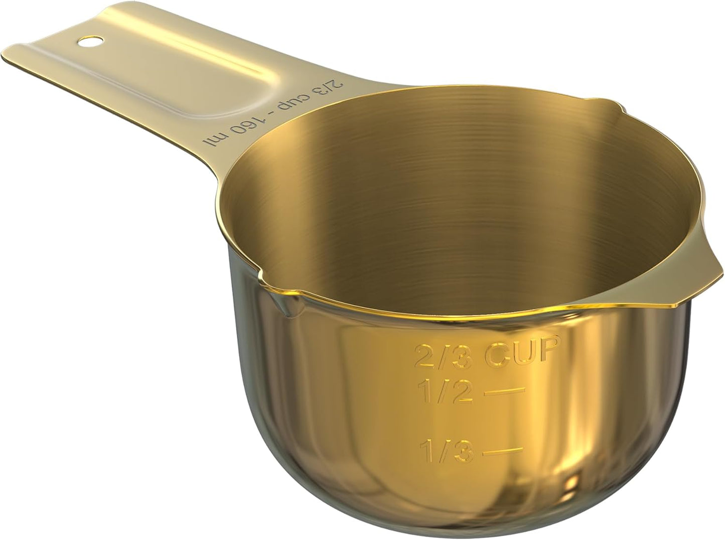 Color Up 2 Cup Measuring Cup, 480ml Stainless Steel Metal, Easy-Pour Spouts, Engraved Markings, Flat Base, Dishwasher Safe, for Dry and Liquid Ingredients