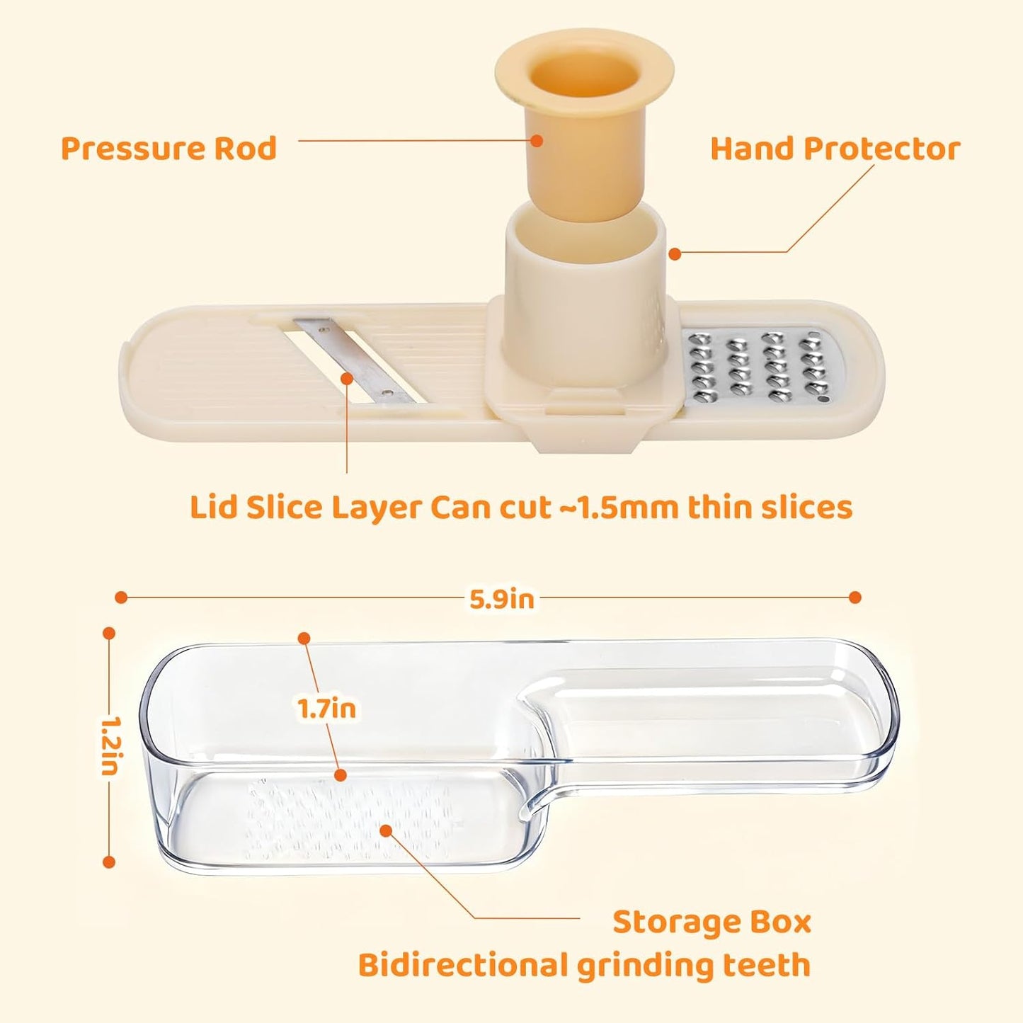Palksky Garlic Mandolines Slicer Super Thin, 3 in 1 Multifunctional Garlics Grinder with Shredder Grinder Slicer, Portable Garlic Chopper, Kitchen Gadgets 1PCS