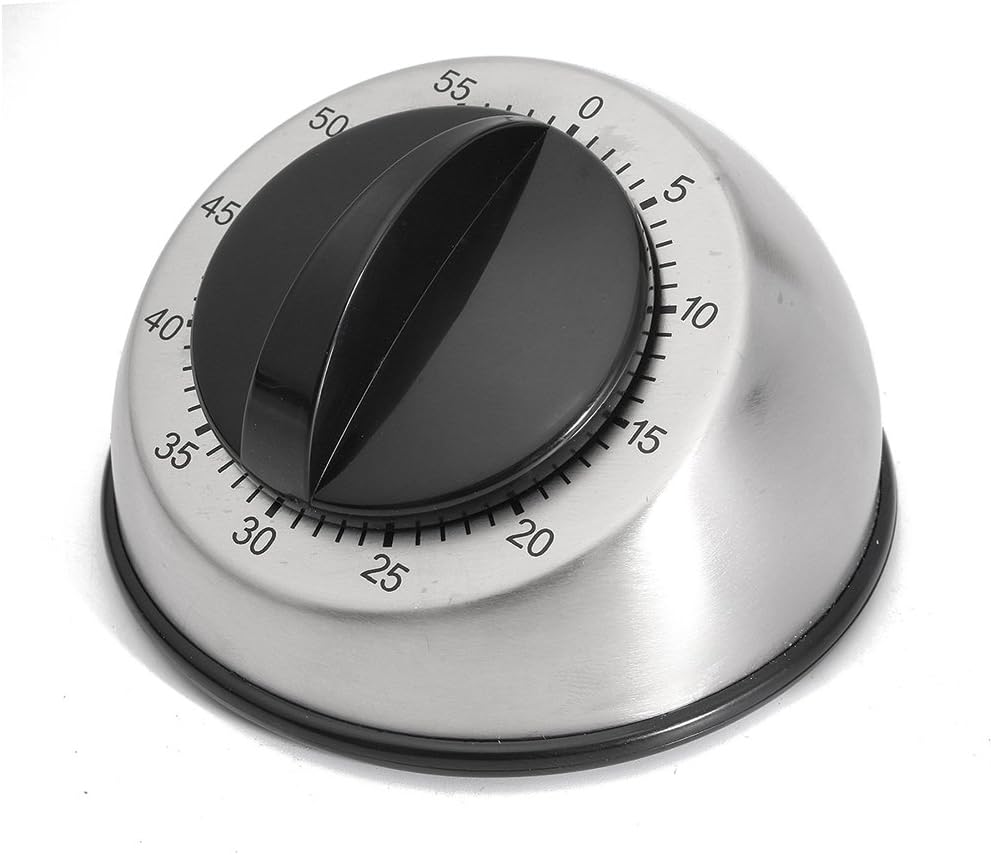 Kitchen Timer for Cooking, Mechanical Stainless Steel Chef Cooking Timer, Easy-to-Read 2.5” Dial, Loud Alarm Countdown Reminder for Cooking or Baking, No Batteries Required